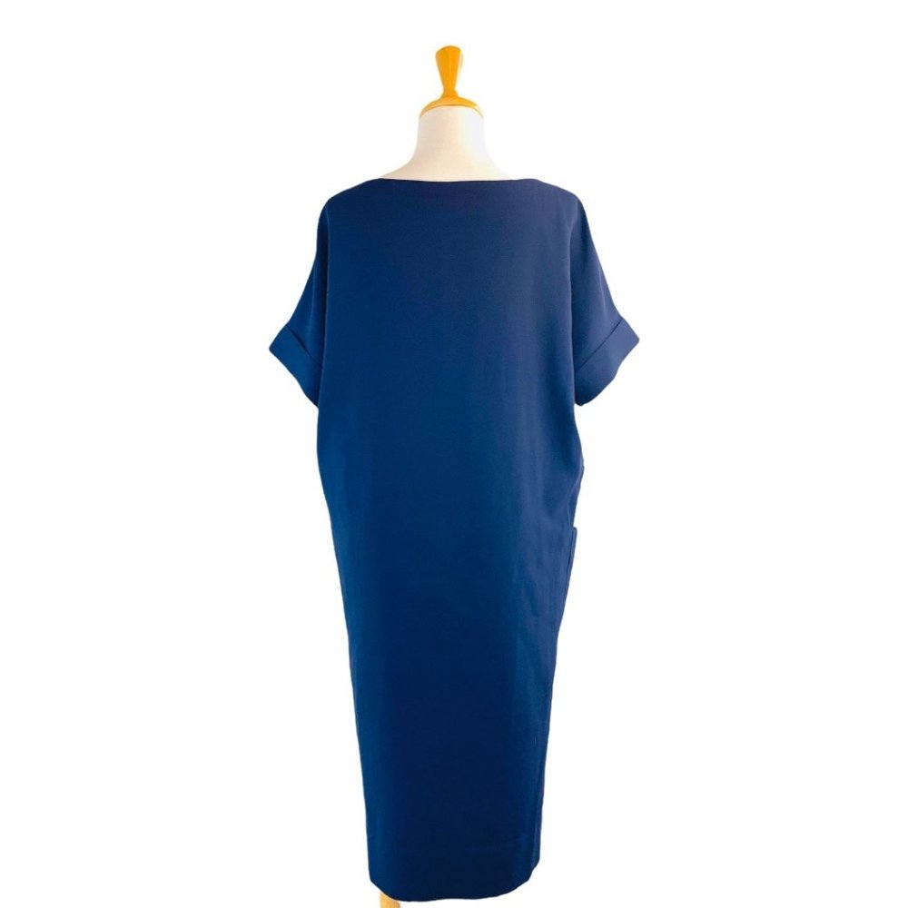 Aritzia Babaton Gerhard Shift Relaxed Fit Dress Navy Size Small Blue Ramie NWOT - Picture 7 of 10